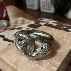 Silver and rhinestone snake cuff bracelet